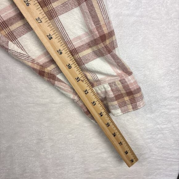 VTG Abercrombie & Fitch 90s Oversized Flannel Shirt Men XL Cream Pink Plaid Y2K - Picture 5 of 8